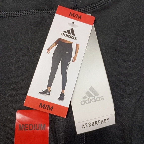 adidas Ladies 7/8 3-Stripe Black Active Tight Medium NWT - Picture 5 of 6